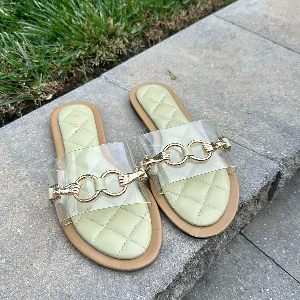 Light green flats with clear band